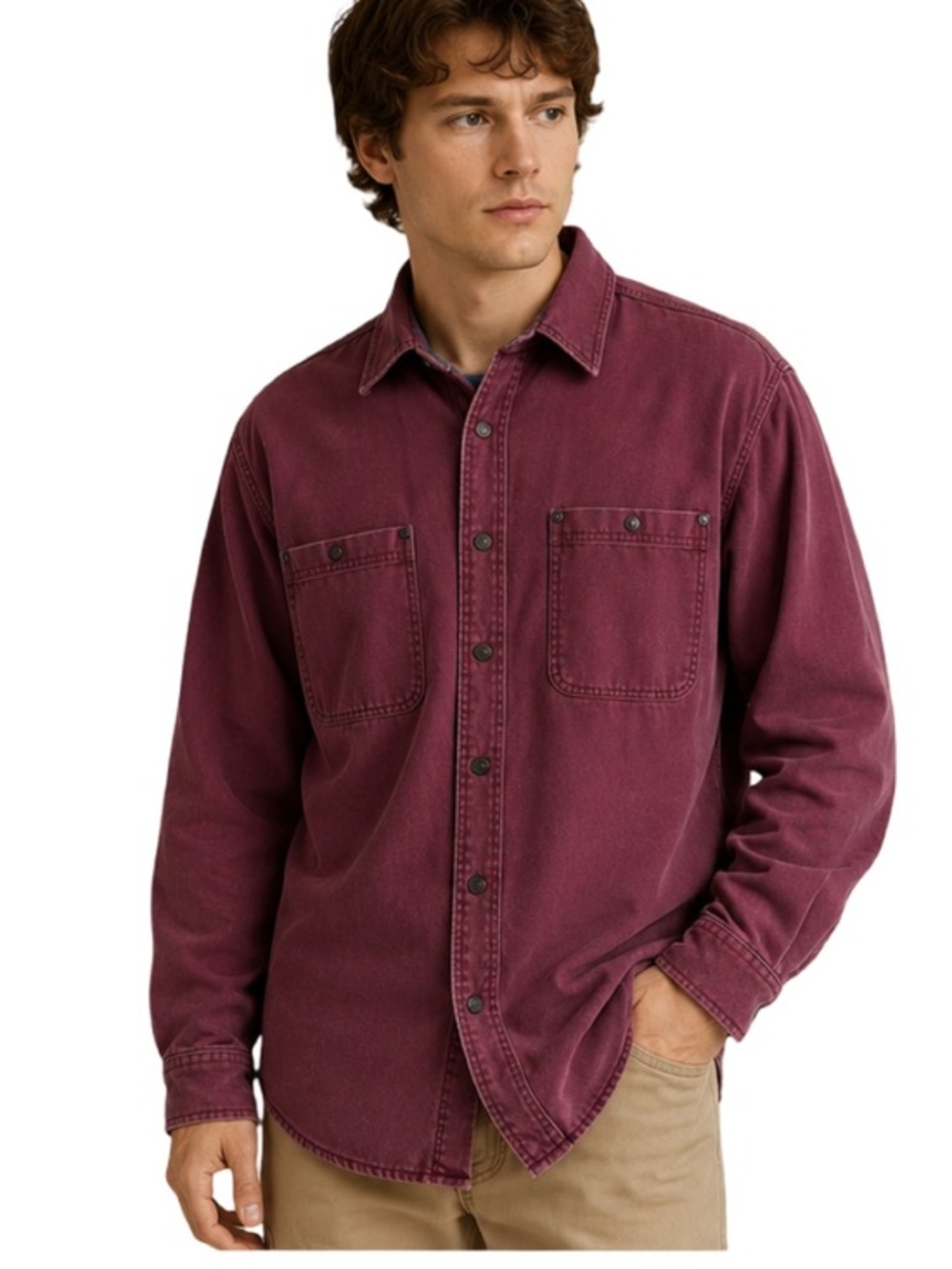 Vintage L.L.Bean Flannel Lined Chore Jacket XL Tall Burgundy Workwear Barn Coat